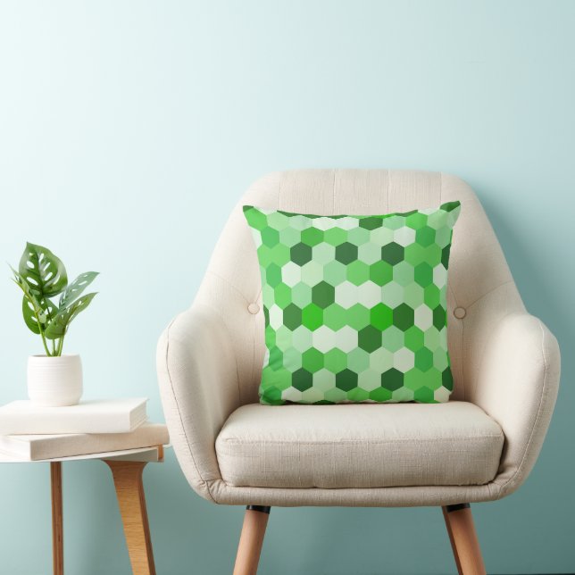 Green White Geometric Hexagon  Cushion (Chair)