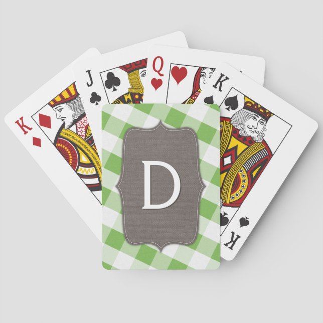Green & White Gingham Canvas Playing Cards (Back)