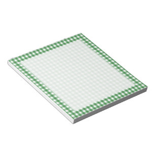 Green White Gingham Checked Pattern Notepad