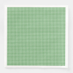 Green White Gingham Chequered Plaid Pattern Napkin