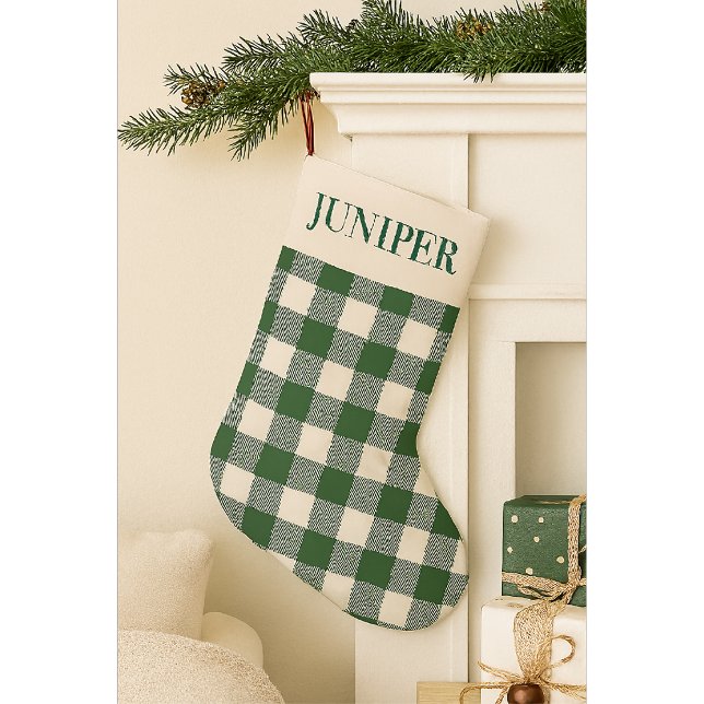 Green White Gingham Christmas Small Christmas Stocking (Creator Uploaded)