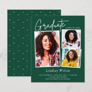 Green White Girl 3 Photo Graduation Celebration