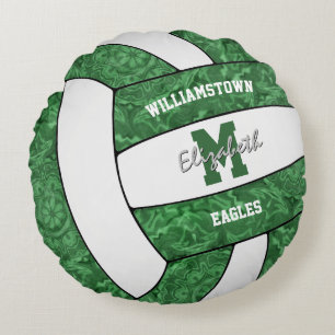 green white girly sports volleyball team colors  round cushion