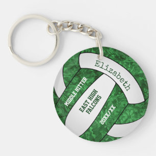green white girly team colours custom volleyball key ring