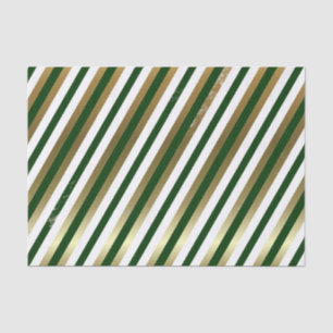 Green, White, Gold Diagonal Stripe Tissue Paper