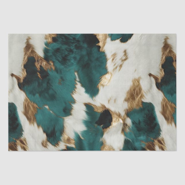 Green White Gold Leopard Tissue Paper (Front)