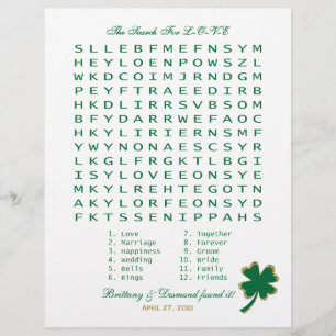 Green White Gold "Search for Love" Wordsearch Game