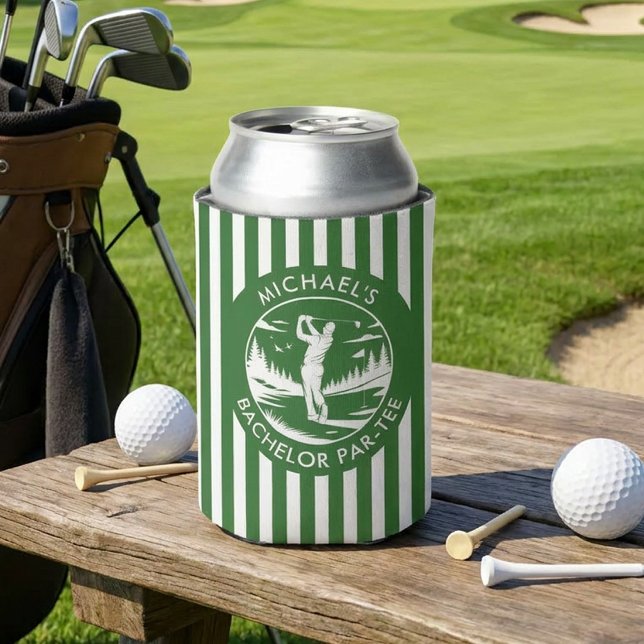Green & White Golf Bachelor Party Can Cooler (Creator Uploaded)