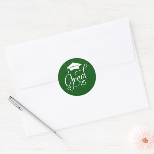 Green White Grad Script 2025 Envelope Seals