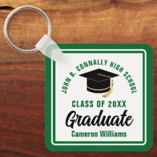 Green White Graduate 2023 Personalised Graduation Key Ring