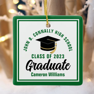 Green White Graduate 2025 Personalised Christmas Ceramic Ornament