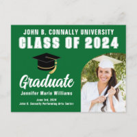 Green White Graduate Bold 2024 Graduation Party