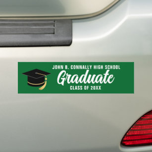 Green White Graduate Custom 2024 Graduation Bumper Sticker