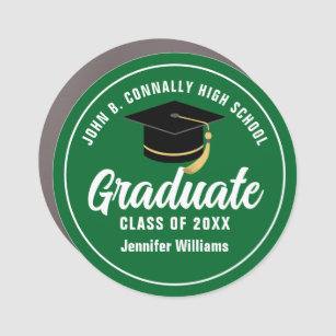 Green White Graduate Custom 2024 Graduation Car Magnet