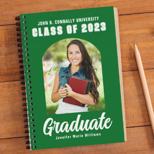 Green White Graduate Modern Arch Graduation Notebook