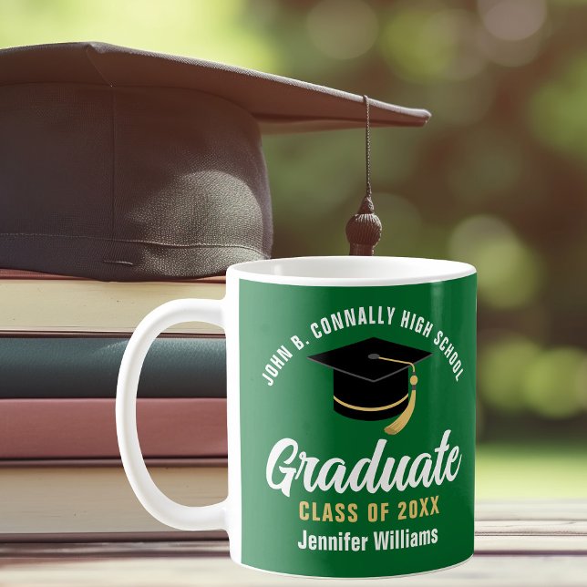 Green White Graduate Personalised Graduation Coffee Mug (Creator Uploaded)