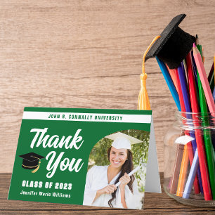 Green White Graduate Photo Arch 2025 Graduation Thank You Card