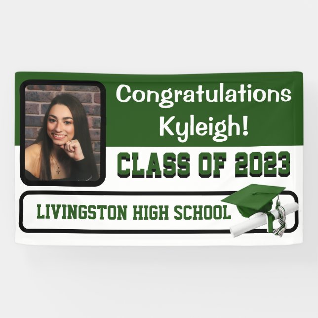 Green & White Graduation Banner (Horizontal)