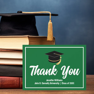 Green White Graduation Personalised Graduate Thank You Card