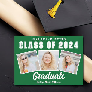 Green White Graduation Photo Collage 2025 Graduate Announcement