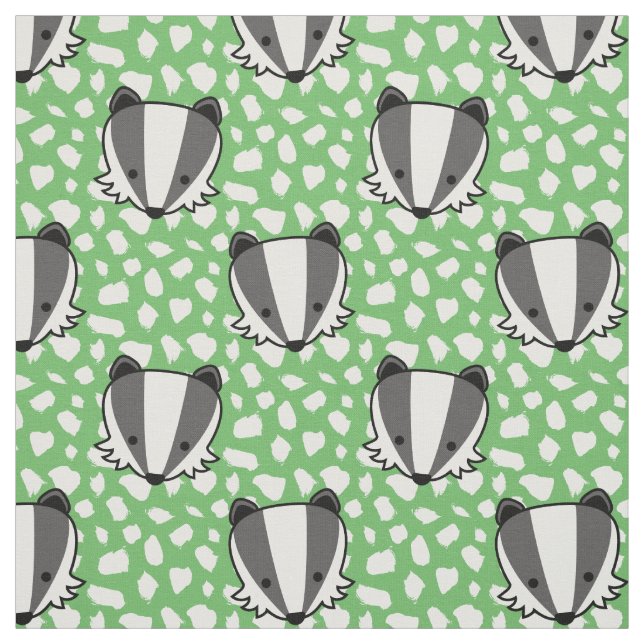 Green White Gray - Badger Pattern Fabric (Swatch)