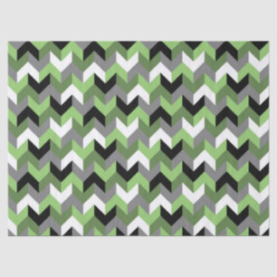 Green, White, Grey and Black Chevron Arrow Tissue Paper