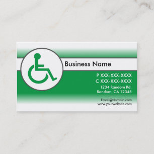 Green white handicapped symbol business cards
