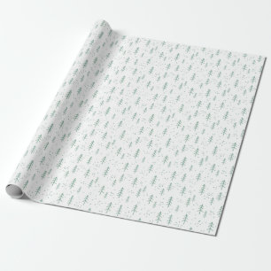 Green & White Holiday Tree Wrapping Paper