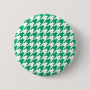 Green White Houndstooth Check 6 Cm Round Badge