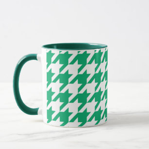 Green White Houndstooth Check Mug