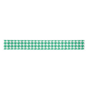 Green White Houndstooth Check Satin Ribbon