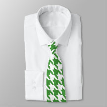 Green & White Houndstooth Necktie