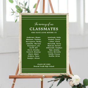 Green White In Memory Of Class Reunion Memorial Poster