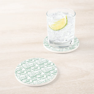 Green White Inspirational Peace  Coaster