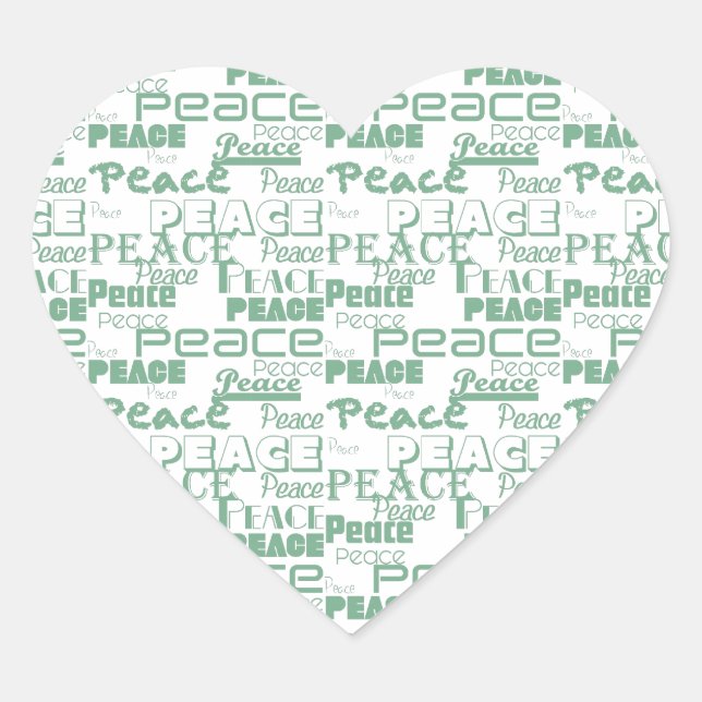 Green White Inspirational Peace  Heart Sticker (Front)