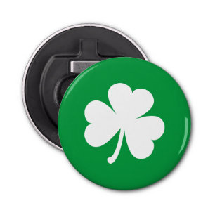 Green & White Irish Shamrock Bottle Opener