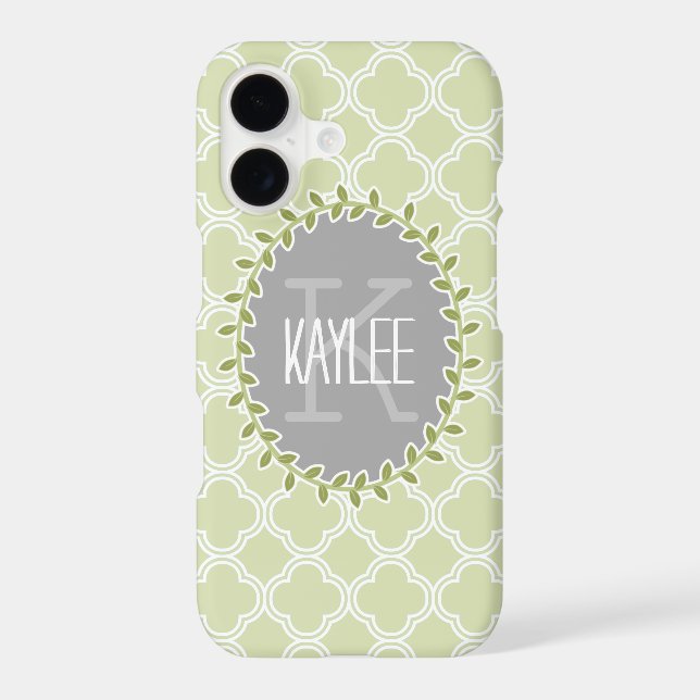 Green White Lattice Pattern Monogrammed Vine (Back)