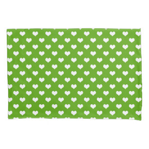 Green White Love Heart Pattern Design  Pillowcase