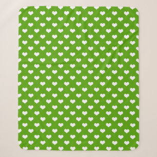 Green White Love Heart Pattern Design Sherpa Blanket