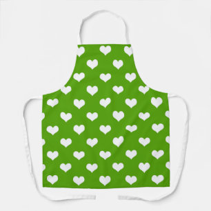 Green White Lovely Hearts Design Apron