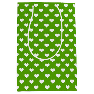 Green White Lovely Hearts Design Medium Gift Bag