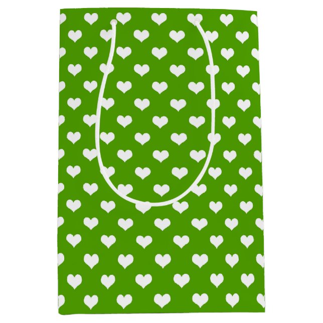 Green White Lovely Hearts Design  Medium Gift Bag (Front)