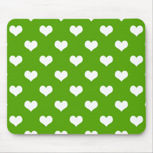Green White Lovely Hearts Design  Mouse Pad