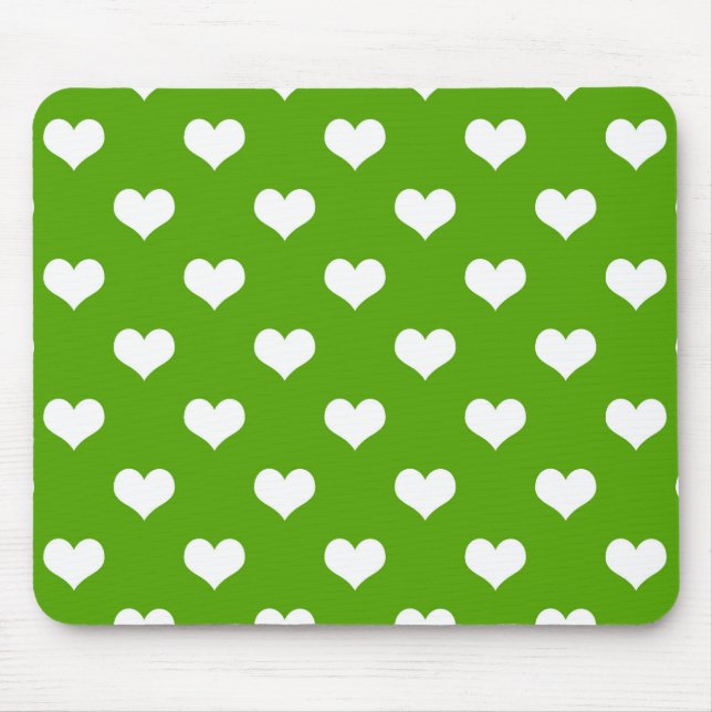 Green White Lovely Hearts Design  Mouse Pad (Front)