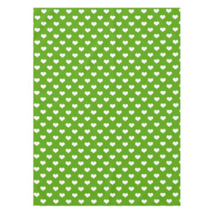 Green White Lovely Hearts Design Tablecloth