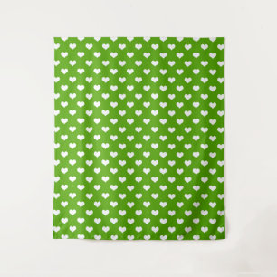 Green White Lovely Hearts Design Tapestry