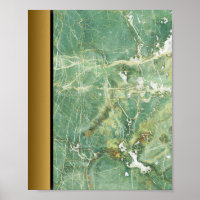 Green White Marble Stone / Black Gold Border Art
