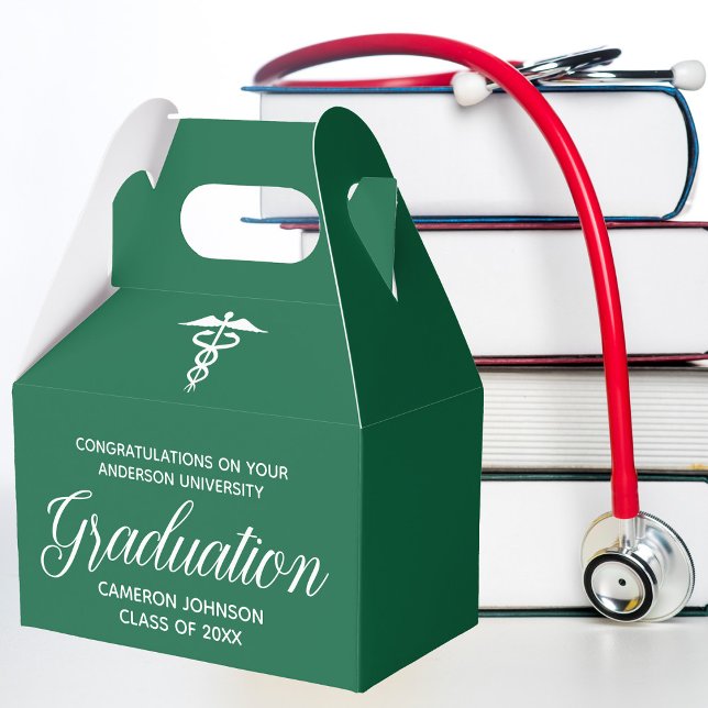 Green White Medical School Graduation Party Favour Box (Creator Uploaded)