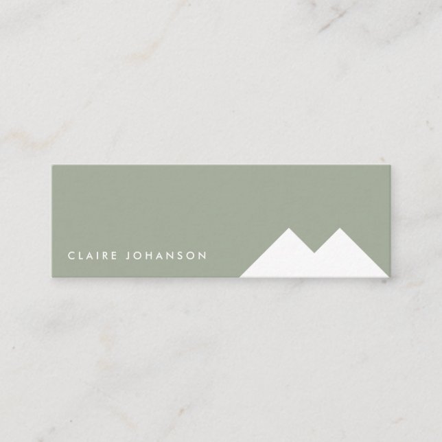 Green white minimal geometric environment eco mini business card (Front)