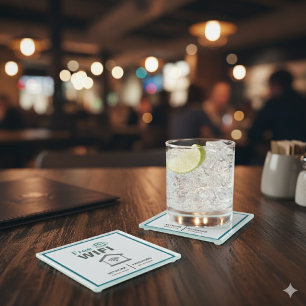 Green White Minimalist Free Wifi Hotel Internet Glass Coaster